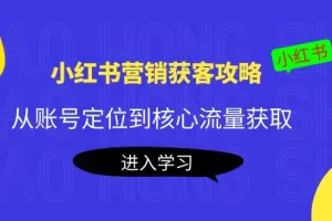 小红书营销获客攻略：从账号定位到核心流量获取，爆款笔记打造！