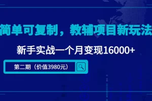 简单可复制，抖音小红书教辅项目新玩法，新手实战一个月变现16000+（第2期+课程+资料)