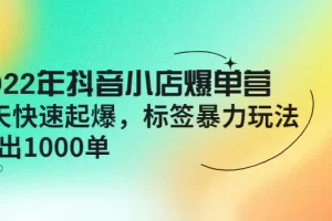 2022年抖音小店爆单营【更新10月】 7天快速起爆 标签暴力玩法，日出1000单