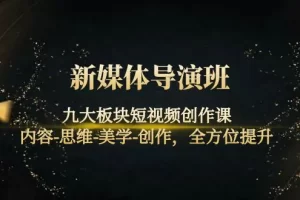 新媒体导演班：九大板块短视频创作课，内容-思维-美学-创作，全方位提升