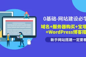 0基础-网站建设必学课：域名+服务器购买+宝塔面版+WordPress博客搭建