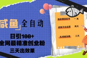 2023年咸鱼全自动暴力引创业粉课程，日引100+三天出效果
