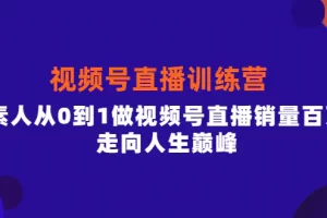 行动派·视频号直播训练营，素人从0到1做视频号直播销量百万，走向人生巅峰