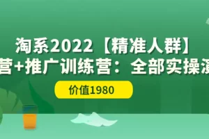 淘系2022【精准人群】运营+推广训练营：全部实操演示（价值1980）