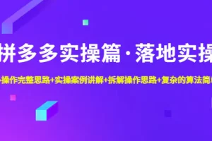 拼多多实操篇·落地实操 完整思路+实操案例+拆解操作思路+复杂的算法简单化