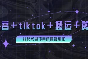 百万粉丝博主·抖音+tiktok+搬运+剪映，从起号寻找素材爆款制作！