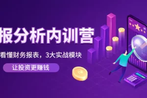 《财报分析内训营》0基础看懂财务报表，3大应用实战模块，让投资更赚钱