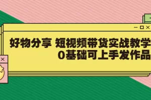 【大鱼老师】好物分享 短视频带货实战教学，0基础可上手发作品（价值299）