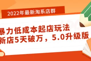 2022年最新淘系店群暴力低成本起店玩法：新店5天破万，5.0升级版！