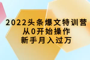 2022头条爆文特训营：从0开始操作，新手月入过万（16节课时）
