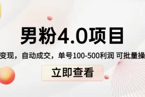 道哥说创业男粉1+2+3+4.0项目：私域变现 自动成交 单号100-500利润 可批量
