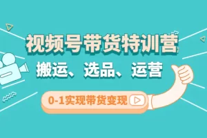 视频号带货特训营(第3期)：搬运、选品、运营、0-1实现带货变现