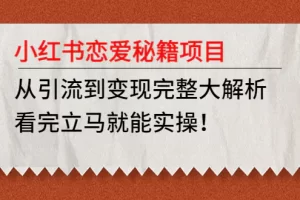 小红书恋爱秘籍项目，从引流到变现完整大解析，看完立马就能实操！