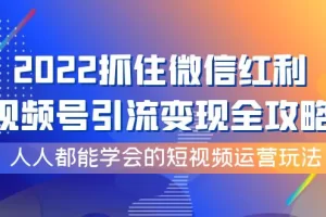 2022抓住微信红利，视频号引流变现全攻略，人人都能学会的短视频运营玩法