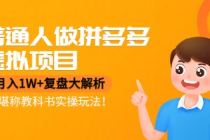 普通人做拼多多虚拟项目，月入1W+复盘大解析，堪称教科书实操玩法！