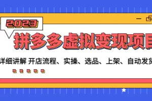拼多多虚拟变现项目：讲解开店流程-实操-选品-上架-自动发货等