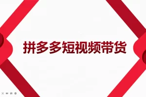 2022风口红利期-拼多多短视频带货，适合新手小白的入门短视频教程