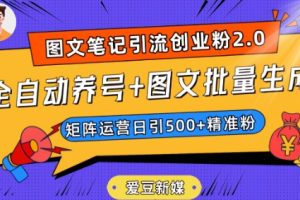 全自动养号+图文批量生成，日引500+创业粉（抖音小红书图文笔记2.0）