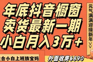 外面收费6890元年底抖音橱窗卖货最新一期，小白月入3万，适合小白上班族宝妈