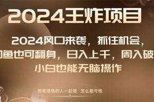 2024风口项目来袭，抓住机会，闲鱼也可翻身，日入上千，周入破万，小白也能无脑操作
