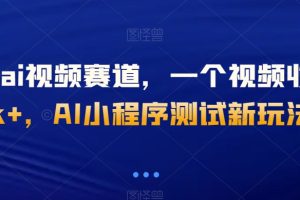 最新ai视频赛道，一个视频收益5k+，AI小程序测试新玩法