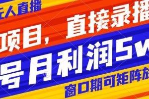 风口项目，小红书无人直播带货，直接录播，可矩阵，月入5w+