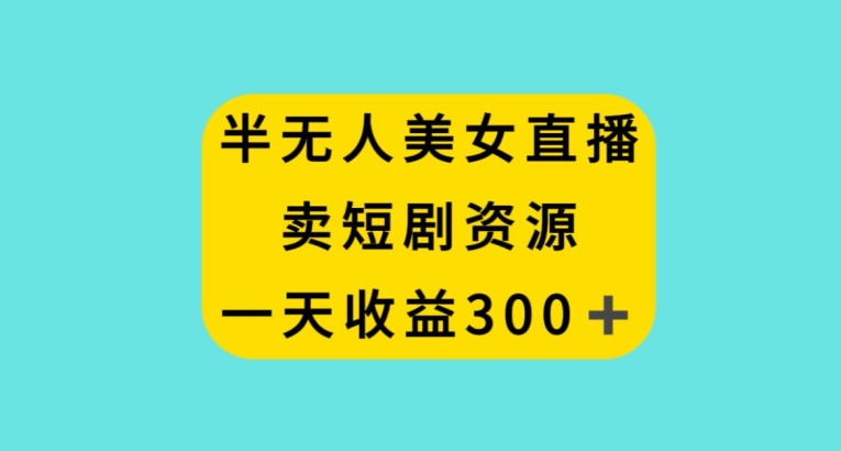 半无人美女直播，卖短剧资源，一天收益300+