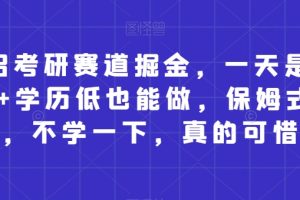 单招考研赛道掘金，一天是5000+学历低也能做，保姆式教程，不学一下，真的可惜！
