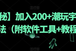 加入200+潮玩宇宙新玩法（附软件工具+教程）