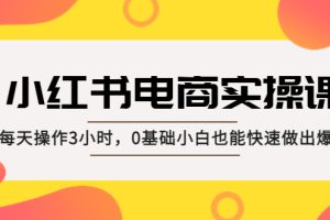 小红书·电商实操课：每天操作3小时，0基础小白也能快速做出爆款！