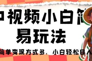 中视频小白简易玩法，操作简单变现方式多，小白轻松日入500+