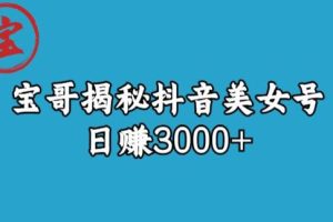 宝哥揭秘抖音美女号玩法，日赚3000+