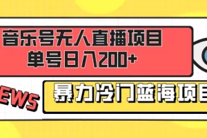 音乐号无人直播项目，单号日入200+ 妥妥暴力蓝海项目 最主要是小白也可操作