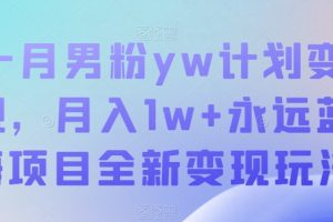 十月男粉yw计划变现，月入1w+永远蓝海项目全新变现玩法