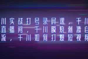 千川实战打号录屏课，千川打爆直播间，千川瞬烧刺激自然流，千川如何打爆短视频