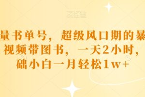 正能量书单号，超级风口期的暴利项目，视频带图书，一天2小时，0基础小白一月轻松1w+
