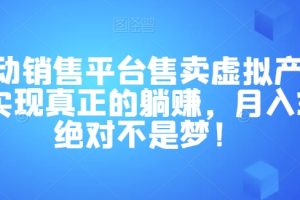 全自动销售平台售卖虚拟产品，助你实现真正的躺赚，月入3万＋绝对不是梦！