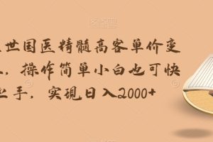 华佗在世国医精髓高客单价变现吸金，操作简单小白也可快速上手，实现日入2000+