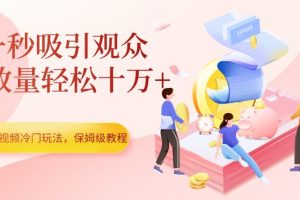 中视频冷门玩法，一秒吸引观众，播放量轻松十万+，保姆级教程