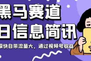 黑马赛道每日信息简讯，起号超级快自带流量大，通过视频号收益