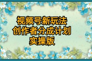 视频号新玩法，创作者分成计划，实操版