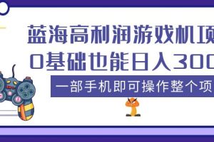 蓝海高利润游戏机项目，0基础也能日入300+，一部手机即可操作整个项目