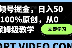 靠视频号掘金，日入500+，100%原创，从0到1保姆级教学