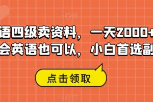 英语四级卖资料，一天2000+，不会英语也可以，小白首选副业