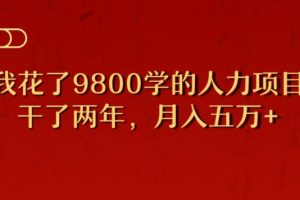 我花了9800学习，干了两年赚了70万的人力项目