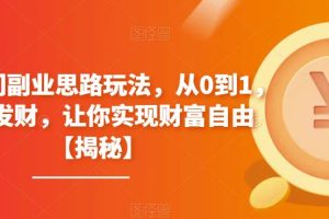 4个冷门副业思路玩法，从0到1，闷声发财，让你实现财富自由