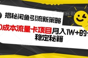揭秘闲鱼引流新策略：0成本流量卡项目，月入1W+的长期稳定秘籍