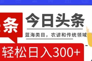 AI头条传统农谚领域，蓝海类目，搬运+AI优化，轻松日入300+