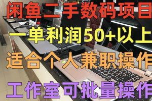 闲鱼二手数码项目，个人副业低保收入一单50+以上，工作室批量放大操作