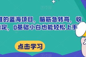 提高思维的蓝海项目，脑筋急转弯，收益很稳定，0基础小白也能轻松上手